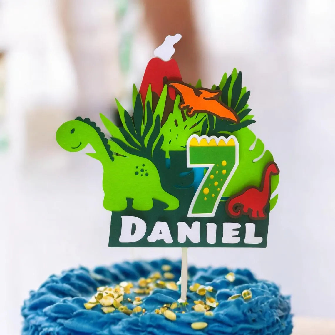 3D Dinosaur Cake Topper – Custom Kids Birthday Decoration