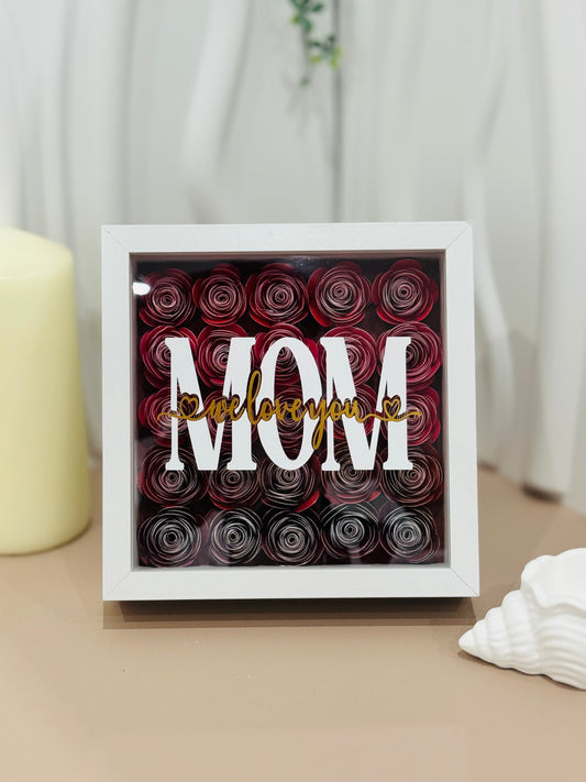 Handcrafted Floral Heart Shadowbox Frame – “Mum, We Love You” Keepsake.